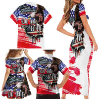 The United States Independence Day Family Matching Short Sleeve Bodycon Dress and Hawaiian Shirt We The People Watercolor Style
