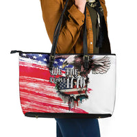 The United States Independence Day Leather Tote Bag We The People Watercolor Style
