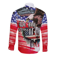 The United States Independence Day Long Sleeve Button Shirt We The People Watercolor Style