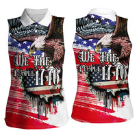 The United States Independence Day Women Sleeveless Polo Shirt We The People Watercolor Style