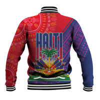 Haiti National Emblem Baseball Jacket Dashiki and Polynesian Pattern