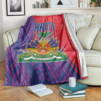 Haiti National Emblem Blanket Dashiki and Polynesian Pattern