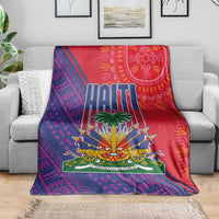 Haiti National Emblem Blanket Dashiki and Polynesian Pattern