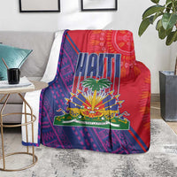 Haiti National Emblem Blanket Dashiki and Polynesian Pattern