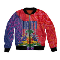 Haiti National Emblem Bomber Jacket Dashiki and Polynesian Pattern