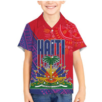 Haiti National Emblem Family Matching Mermaid Dress and Hawaiian Shirt Dashiki and Polynesian Pattern