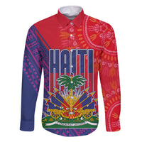 Haiti National Emblem Family Matching Off The Shoulder Long Sleeve Dress and Hawaiian Shirt Dashiki and Polynesian Pattern