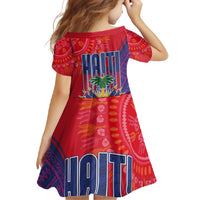 Haiti National Emblem Family Matching Off Shoulder Maxi Dress and Hawaiian Shirt Dashiki and Polynesian Pattern