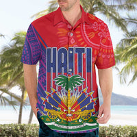 Haiti National Emblem Hawaiian Shirt Dashiki and Polynesian Pattern