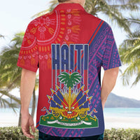 Haiti National Emblem Hawaiian Shirt Dashiki and Polynesian Pattern