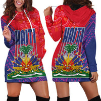 Haiti National Emblem Hoodie Dress Dashiki and Polynesian Pattern
