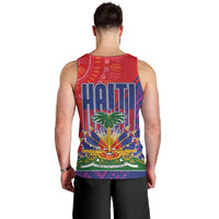 Haiti National Emblem Men Tank Top Dashiki and Polynesian Pattern