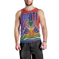 Haiti National Emblem Men Tank Top Dashiki and Polynesian Pattern