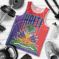 Haiti National Emblem Men Tank Top Dashiki and Polynesian Pattern
