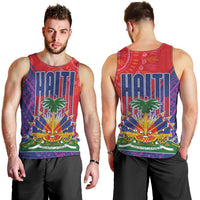Haiti National Emblem Men Tank Top Dashiki and Polynesian Pattern