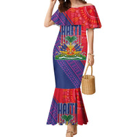 Haiti National Emblem Mermaid Dress Dashiki and Polynesian Pattern