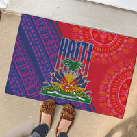 Haiti National Emblem Rubber Doormat Dashiki and Polynesian Pattern
