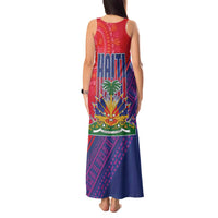 Haiti National Emblem Tank Maxi Dress Dashiki and Polynesian Pattern