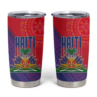Haiti National Emblem Tumbler Cup Dashiki and Polynesian Pattern