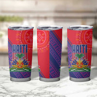 Haiti National Emblem Tumbler Cup Dashiki and Polynesian Pattern