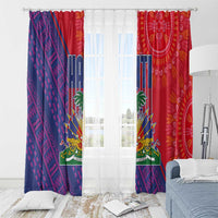 Haiti National Emblem Window Curtain Dashiki and Polynesian Pattern