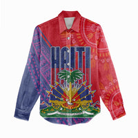 Haiti National Emblem Women Casual Shirt Dashiki and Polynesian Pattern