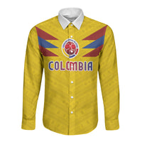 Colombia National Football Custom Long Sleeve Button Shirt Glory 2026 Inspired Sombrero Vueltiao