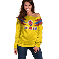 Colombia National Football Custom Off Shoulder Sweater Glory 2026 Inspired Sombrero Vueltiao
