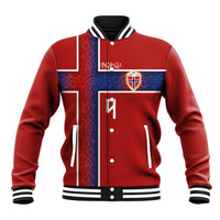 Norwegian Football Custom 2026 Baseball Jacket Norge Viking Ornament Red Color