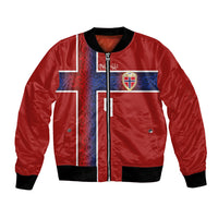 Norwegian Football Custom 2026 Bomber Jacket Norge Viking Ornament Red Color