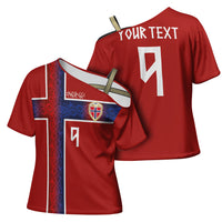 Norwegian Football Custom 2026 Cross Shoulder Shirt Norge Viking Ornament Red Color
