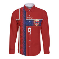 Norwegian Football Custom 2026 Long Sleeve Button Shirt Norge Viking Ornament Red Color