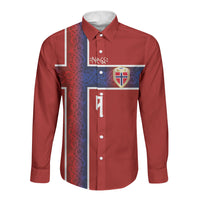 Norwegian Football Custom 2026 Long Sleeve Button Shirt Norge Viking Ornament Red Color