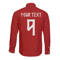 Norwegian Football Custom 2026 Long Sleeve Button Shirt Norge Viking Ornament Red Color
