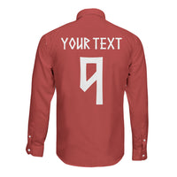 Norwegian Football Custom 2026 Long Sleeve Button Shirt Norge Viking Ornament Red Color