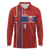 Norwegian Football Custom 2026 Long Sleeve Polo Shirt Norge Viking Ornament Red Color