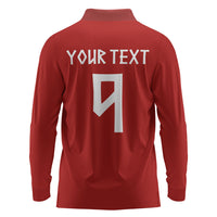 Norwegian Football Custom 2026 Long Sleeve Polo Shirt Norge Viking Ornament Red Color