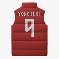 Norwegian Football Custom 2026 Sleeveless Puffer Jacket Norge Viking Ornament Red Color