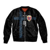 Norwegian Football Custom 2026 Bomber Jacket Norge Viking Ornament Black Color