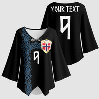 Norwegian Football Custom 2026 Kimono Sleeve Blouse Norge Viking Ornament Black Color