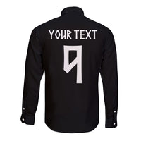 Norwegian Football Custom 2026 Long Sleeve Button Shirt Norge Viking Ornament Black Color