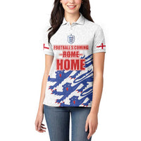 Custom England Football 2024 Road to The Champion Women Polo Shirt Football's Coming Home - Wonder Print Shop