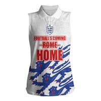 Custom England Football 2024 Road to The Champion Women Sleeveless Polo Shirt Football's Coming Home - Wonder Print Shop