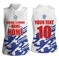 Custom England Football 2024 Road to The Champion Women Sleeveless Polo Shirt Football's Coming Home - Wonder Print Shop