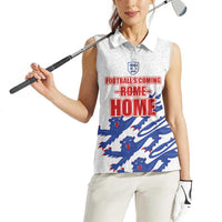 Custom England Football 2024 Road to The Champion Women Sleeveless Polo Shirt Football's Coming Home - Wonder Print Shop