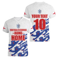 Custom England Football 2024 Road to The Champion Women V-Neck T-Shirt Football's Coming Home - Wonder Print Shop