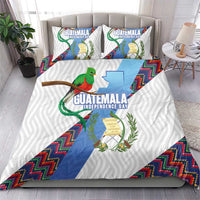 Guatemala Independence Day Bedding Set Resplendent Quetzal with Coat of Arms and Maya Textiles - Wonder Print Shop