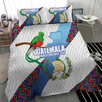 Guatemala Independence Day Bedding Set Resplendent Quetzal with Coat of Arms and Maya Textiles - Wonder Print Shop