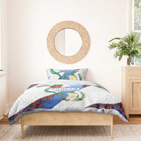 Guatemala Independence Day Bedding Set Resplendent Quetzal with Coat of Arms and Maya Textiles - Wonder Print Shop