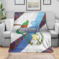 Guatemala Independence Day Blanket Resplendent Quetzal with Coat of Arms and Maya Textiles - Wonder Print Shop